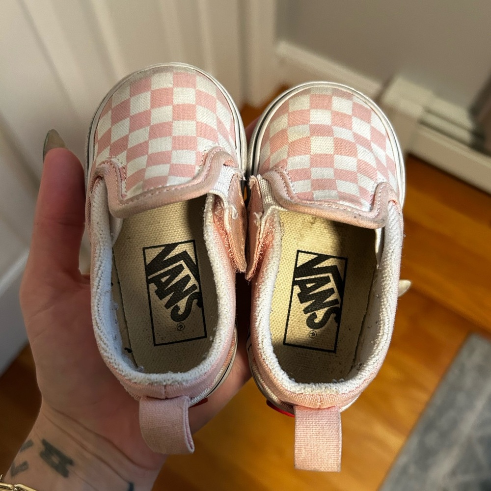 Toddler Pink and White Checkered Vans